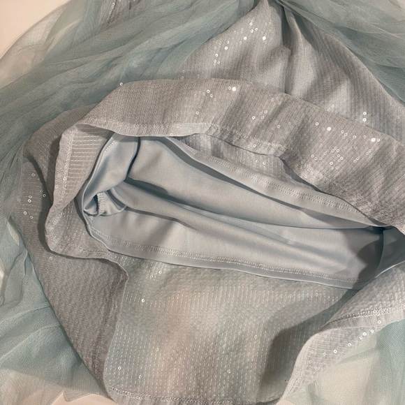 ARIZONA JEANS CO Fully Lined Tulle Maxi Shimmery Sequins Blue Silver TuTu Skirt - Picture 7 of 10